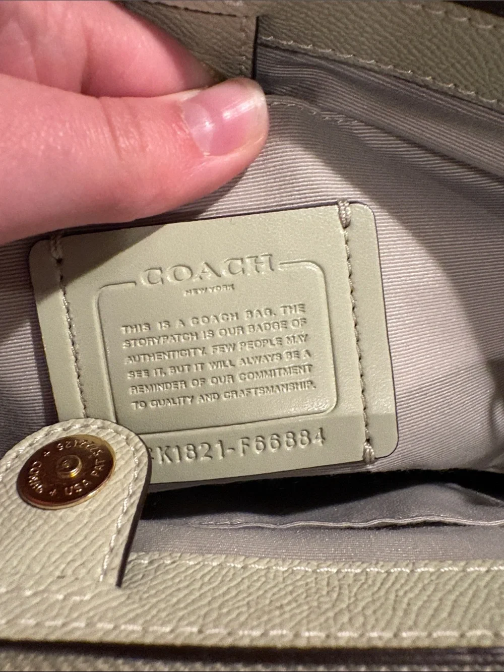 COACH Pebbled Leather Satchel in Light Cream with Gold Hardware